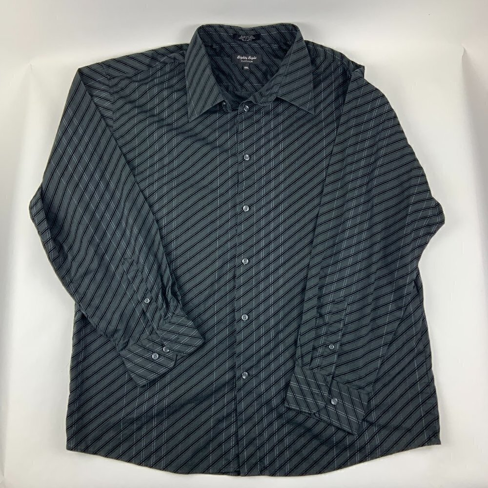 Eighty Eight Platinum Mens Button Up Shirt Long Sleeve Black XXL